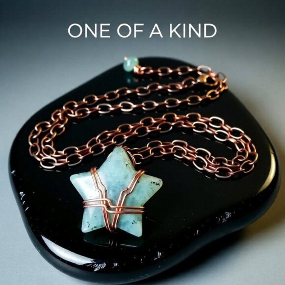 Chunky Green Labradorite Star! Unique Statement Necklace - Reiki + Meditations